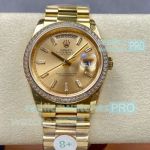 Swiss 2834 replica Rolex Day-Date Diamond Bezel 36mm Gold Stainless Steel Watch 